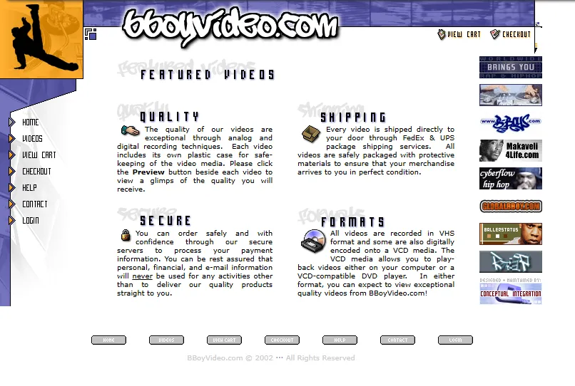BBoyVideo.com — homepage (2001)